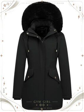 Women's Long Winter Down Coat Thicken Fleece Lined Puffer Jacket